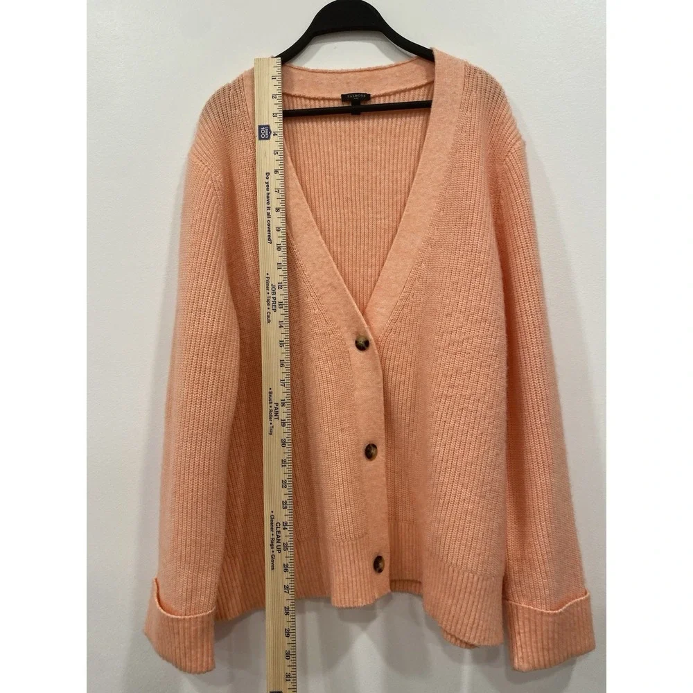 Talbots Plus Cardigan Button Front Sweater Peach Size 2X Librarian Sweater